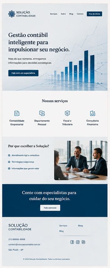 Print do site institucional entregue para escritório de contabilidade